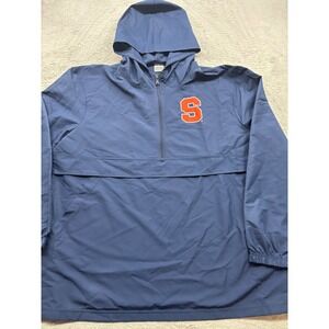 Syracuse University Orange Mens XL Half Zip Hooded Windbreaker Jacket Navy NWOT